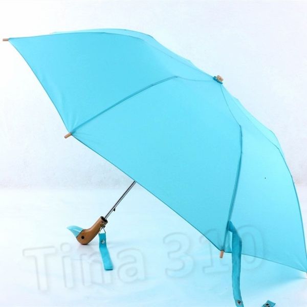 nouveau Canard tête parapluie Manche En Bois Parapluie En Gros Ensoleillé Et Pluvieux Parapluie Pliant Soleil Parasol Parti Fournitures T2I5635