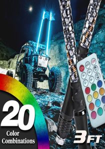 Nieuwe Duurzame 3456ft RGB Kleurrijke Draadloze Afstandsbediening Spiraal Chasing LED Vlag Zweep Verlichting Voor ATV UTV Wrangler Offroad 12 V Un7589276