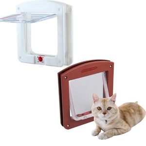 Nieuwe Duurzame Plastic 4 Manier Vergrendeling Magnetische Huisdier Kat Deur Kleine Hond Kitten Waterdichte Flap Veilige Poort Veiligheid Supplies248Z