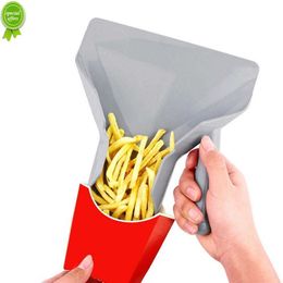 Nieuwe duurzame plastic chip schep schep friet schoplader chip verpakking schop trechter Popcorn fastfood bar restaurant aanbod grijs
