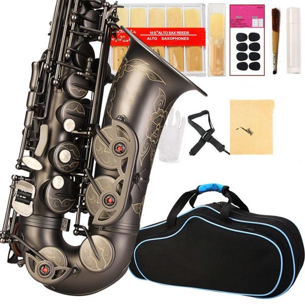 Nouveau saxophone alto mi bémol placage véritable perle noire saxo noir instruments de musique professionnels accessoires d'embouchure