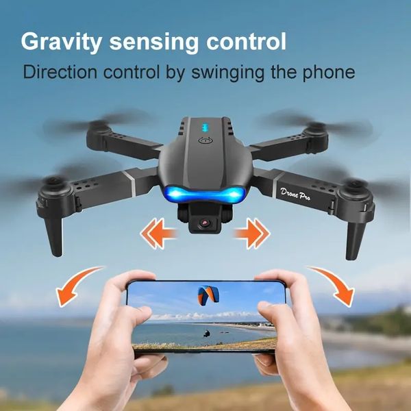 Nouveau drone quadricoptère E99 avec caméra HD, décollage et atterrissage à une touche, maintien d'altitude, roulement de cascade à 360 °, prend en charge la connexion WIFI à l'application mobile, conception pliable