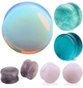 NEW Ear Expander Ear Piercing 1 Pair of Opalite Stone Ear Plugs Tunnels Gauges Expander Body Piercing Jewelry4110194