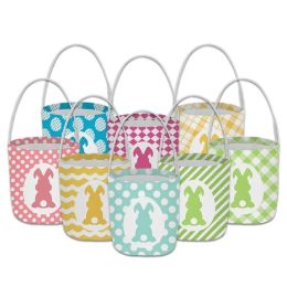 Nouveau panier de Pâques lapin sacs fournitures de fête pour enfants toile coton transportant cadeau et oeufs chasse sac lapin toile jouets seau fourre-tout 0130