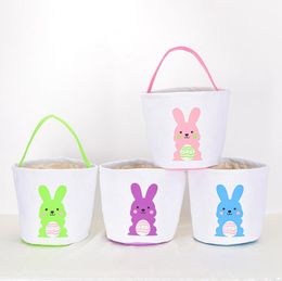 Nieuwe paasmand feestbenodigdheden Kinderbunny tas lege canvas emmer babyjongen peuter spullen kleine grote zacht cadeau ei -tas 4 kleuren yg1208