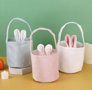 Nieuwe paashaaszak baby kinderen cartoon lange oormand gezellig fleece festival feest candy cadeau opslagzakken paaseieren jagen manden konijn handtas