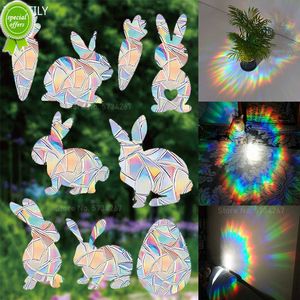 New Easter Bunny Egg Carotte Sun Catcher Stickers Muraux Électrostatique Fenêtre Verre PVC Declas Fleur Nuage Suncatcher Rainbow Prism