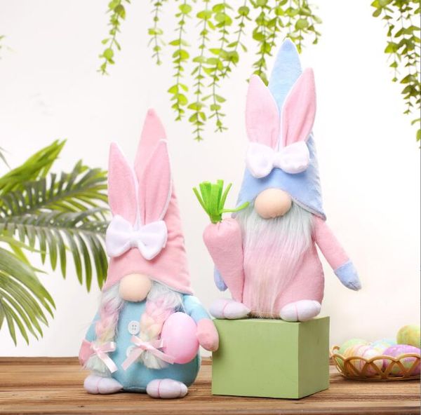 Nuevo Conejito de Pascua huevo nabo primavera muñeco sin rostro decoración al por mayor