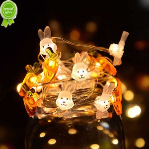 New Easter LED String Lights Rabbit Carrot Easter Egg Decorations For Home Bunny Fairy Light Supplies Happy Easter Gifts Party Favor