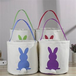 NIEUWE!!! Pasen Rabbit Handtassen Party Gunst Mand Bunny Bags Gedrukt Canvas Tote Egg Snoepjes Manden voor Kinderen Cartoon Konijn Farring Eggers