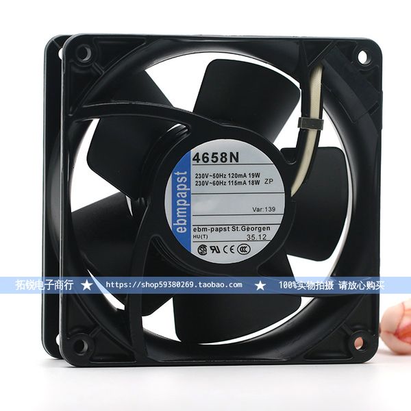 Nouveau EBM PAPST 4658N 12038 230 V 18 W/19 W 120*120*38 MM ventilateur de refroidissement à Double bille