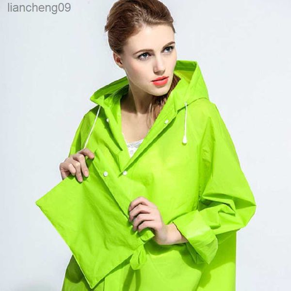 New Eco-friendly Green Jelly EVA Transparent Windbreaker Hommes Et Femmes Imperméable Avec Capuche Outdoor Rainwear Poncho L230620