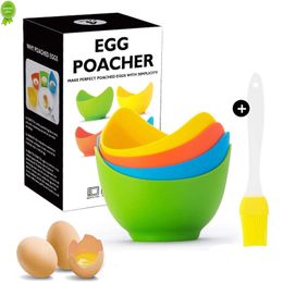 NIEUWE EI -SOPER - Gemakkelijke Silicone Egg -stroperbekers met ringstanders, Food Grade gepocheerde ei -stroper Insert Microwave Gepocheerde Eggs Acc