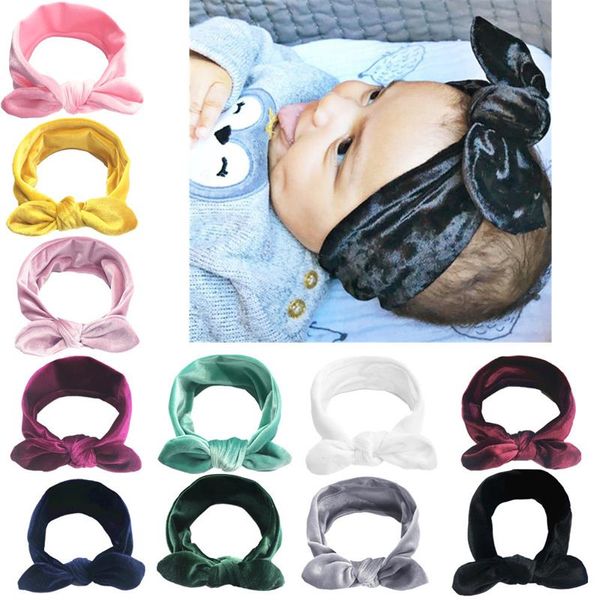 Nouveau élastique enfants oreilles de lapin bandeau or velours bébé vacances cheveux cravate coiffure cheveux accessoires nouveau-né nourrissons cadeau