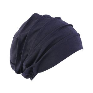 Nouveau élastique coton Turban chapeau couleur unie femmes chaud hiver foulard Bonnet intérieur Hijabs casquette musulman Hijab Femme enveloppement tête