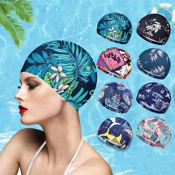 Bonnet de bain Turban élastique en Nylon pour hommes et femmes, imprimé de fleurs, cheveux longs, pour sport, piscine, accessoire de sport, nouvelle collection