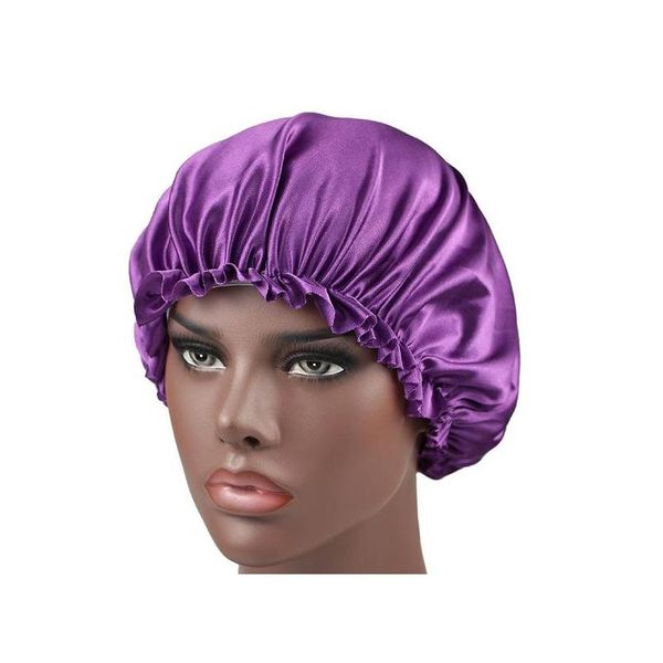 Nouveau élastique femmes Satin Bonnet Turban chapeau chapeaux chimio bonnets soie Donna sommeil Cap dames cheveux couverture wmtHEb queen66
