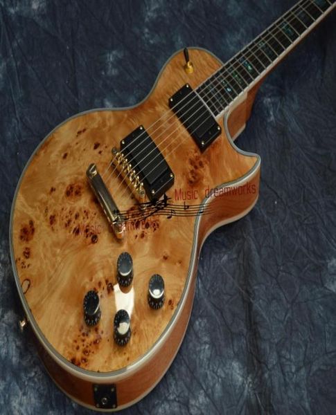 Nueva guitarra eléctrica del cuerpo de porcelana con doble espalada de madera de madera de arce personalizada con cáscara de color de guitarra.