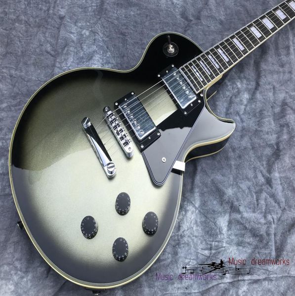 Nouvelle guitare électrique entière de Chine Shining Metallic Silver Gradient Blackg Guitare personnalisée Ébène Fingeroard de haute qualité BRI6973487