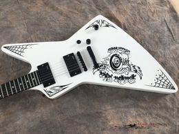 Nieuwe elektrische gitaar groothandel uit China es 2p custom gitaar witte kleur, zwart patroon van individualiteit