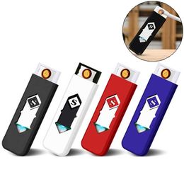 Nuovo accendino elettrico USB Accessori per fumatori Strumenti Accendini multicolori Regalo da uomo antivento portatile ricaricabile ultrasottile 7OW7