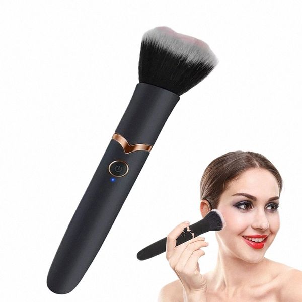 Nouveau pinceau de maquillage électrique Foundationi Blending Brush 10 vitesses Massage Vibrati poudre libre Blush pour le maquillage du visage Outils de beauté C1Rn #