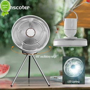 New Electric Oscillating Fan Rechargeable Desktop Circulator Wireless Ceiling Camping Tent Fan with Remote Control LED Lighting