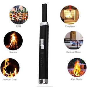 Nuevo encendedor eléctrico de arco pulsado para barbacoa, vela, chimenea, a prueba de viento, seguro, cocina, encendedores USB recargables