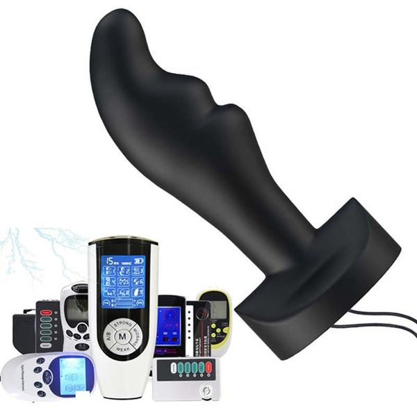 Consolador con tapón Anal de descarga eléctrica, masajeador de próstata, juguetes sexys de trasero grande para mujeres y hombres, masturbador Vaginal, host de carga USB