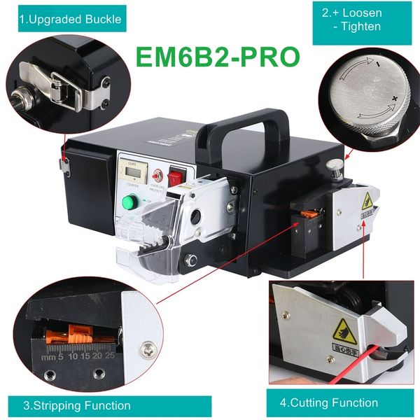 Nueva máquina prensadora de terminales eléctricos EM6B2 PRO pelado de cables función de corte herramientas de prensado dispositivo de EM-6B2 5.5mm2 220V 110V