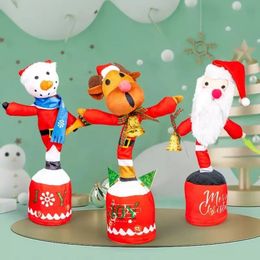 Nouveau jouet électrique père noël bonhomme de neige dansant Cactus Sculpture de sable torsion jouets en peluche électriques apprendre à parler et chanter poupée