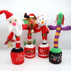 Nuevo juguete eléctrico Santa muñeco de nieve bailando Cactus escultura de arena torciendo juguetes de peluche eléctricos aprendiendo a hablar y cantar muñeca 1028