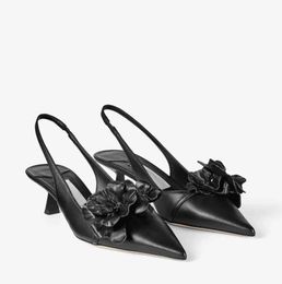 Amita – sandales à fleurs en cuir Nappa pour femmes, escarpins à bride arrière, à bout pointu, à talons hauts, de luxe, de marche, nouvelle marque élégante, EU35-42