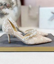 Nouvelles sandales de mariage élégantes chaussures chaussures à talons pour femmes Aurélie escarpins à bout pointu avec embellissement de perles blanc noir talons hauts dame chaussure de luxe Sandalias