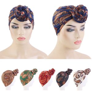 Nieuwe Elegante Bloem Tulband Print Hoofd Wrap Lange Staart Bruiloft Hoofdtooi Dames Bandana Chemo Cap Afrikaanse Hoed Turbante Mujer