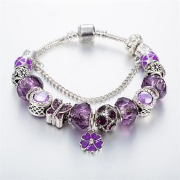 Nouveau bracelet de perles élégant pendentif trèfle à quatre feuilles pour bijoux Pandora DIY charme pendentif perlé dames bracelet cadeau avec origin287S