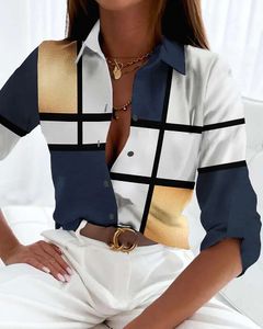 Nieuwe elegante losse mode temperament casual vrouw shirt met lange mouwen blouse weekend top