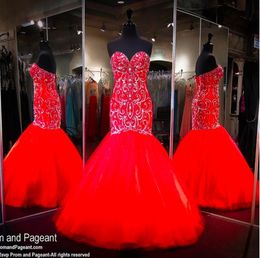 Nouveau élégant rouge Mor perles sirène robes de bal Images réelles chérie cristal strass dos nu longues robes de soirée arabe