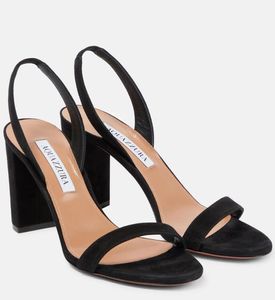 Nouveau élégant été femmes sandales à talons si nu cravate pompe en daim sexy ludique arrière fête mariage chaussures de mariée dame chunky noir blanc talons hauts boîte à chaussures 35-43