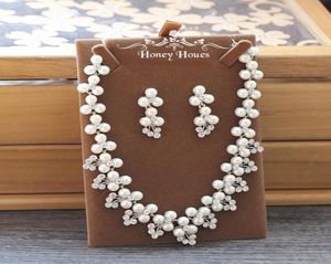 Nouveau élégant mariage bijoux nuptiale en argent strass avec des perles ivoires beaux colliers avec anneaux d'oreille Filles Prom Party Accesso3988872