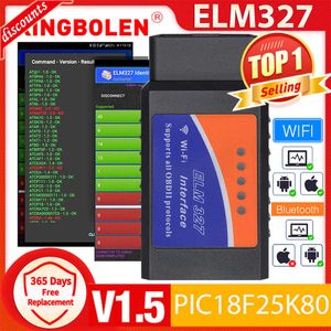 Nieuwe ELM327 V1.5 OBD2 Scanner PIC18F25K80 BT/Wifi ELM 327 OBD Auto Diagnostic Tool Voor Android/IOS PK Vgate Icar2 Code Reader