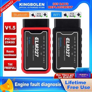 Nouveau ELM327 V1.5 OBD2 Scanner WiFi BT PIC18F25K80 puce OBDII outils de Diagnostic pour IPhone Android PC ELM 327 lecteur de Code automatique