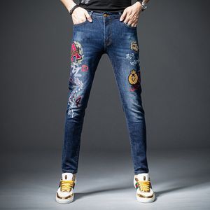 Nouvelle broderie hommes jeans modèles fantastiques qualité marque mince élastique confortable pantalon hiphop pantalons de styles multiples 201117