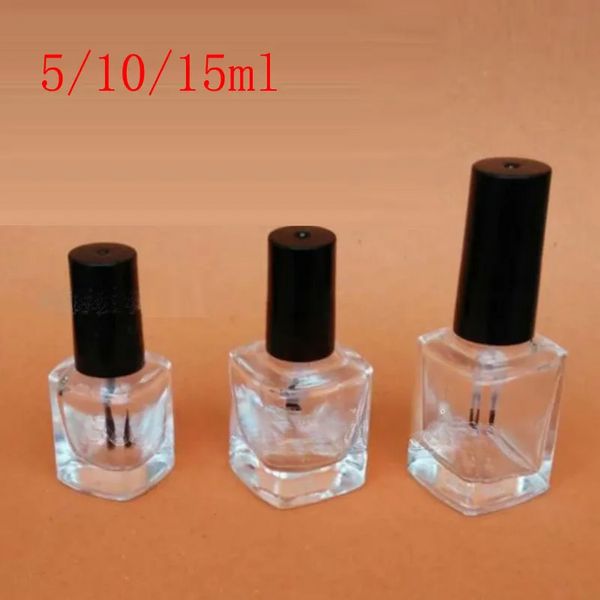 Nouveau vide Transparent verre vernis à ongles bouteilles brosse couvercle petite bouteille en verre pour Nail Art huile essentielle conteneur