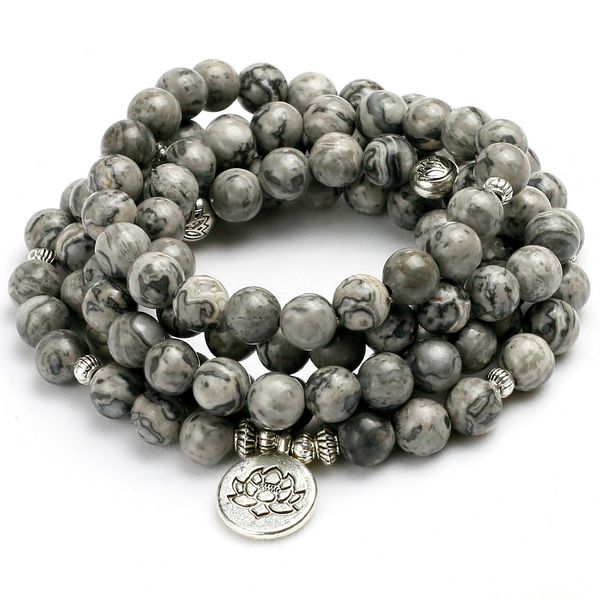 Nouvelle énergie 8mm perles naturel gris clair pierre perlée Bracelet à breloques hommes femmes bracelet amoureux cadeau conception Yoga bijoux