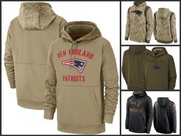 New England''Patriots''Men Dames Jeugd Salute to Service Sideline Performance Pullover Hoodie