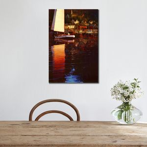 New England zonsondergang zeil Brent Lynch schilderij hedendaagse canvas kunst handgeschilderde olie artwork Home decor