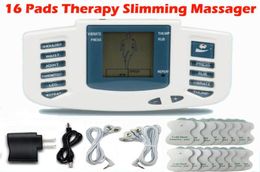 Nouveau bouton anglais Stimulateur musculaire électrique minceur de masseur d'impulsion TENS ACUPUNCTURE MACHINE 16PADSEUUS PLUG4200328