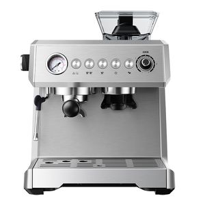 Nueva máquina de café expreso, máquina de café expreso, bomba de presión de 20bar con molinillo, Espumador de leche de vapor, cafetera semiautomática