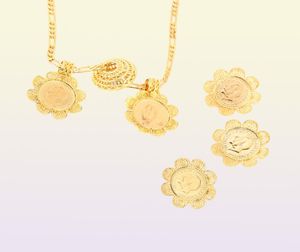 Nouveaux ensembles de pièces éthiopiennes Collier pendentif Boucles d'oreilles Ring Gold Color African Bridal Wedding Gift for Women1696181